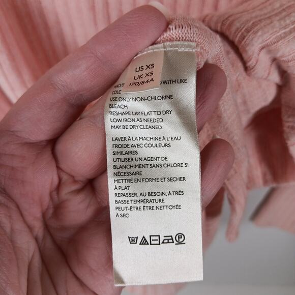 Anthropologie Maeve Ribbed Knit Cowl Neck Oversized Sweater Blush Pink Size XS - Picture 8 of 8